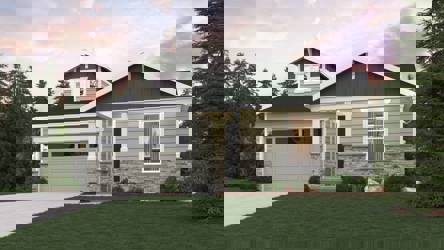 A house with a lawn in front of it.