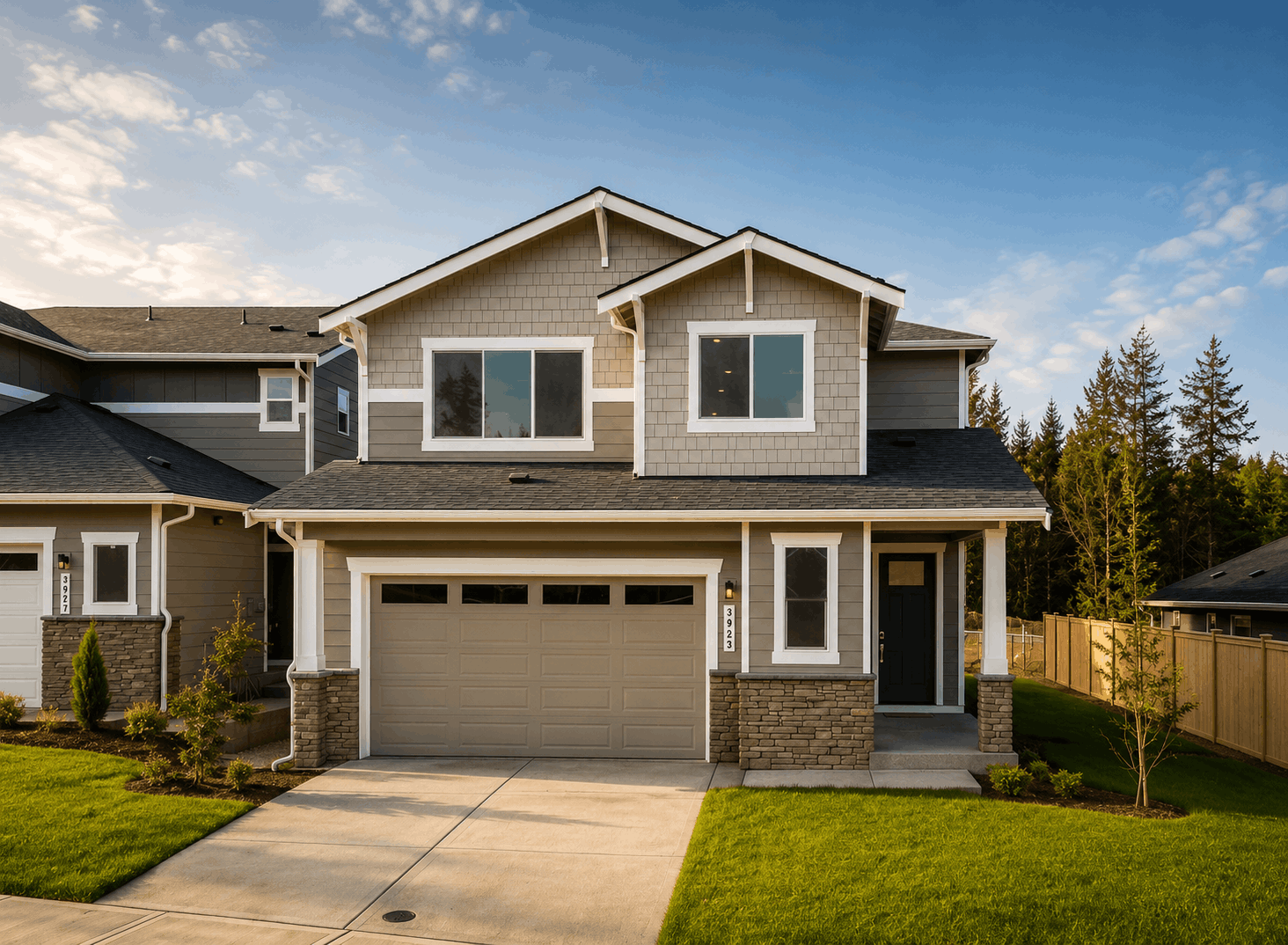 A house with a garage.