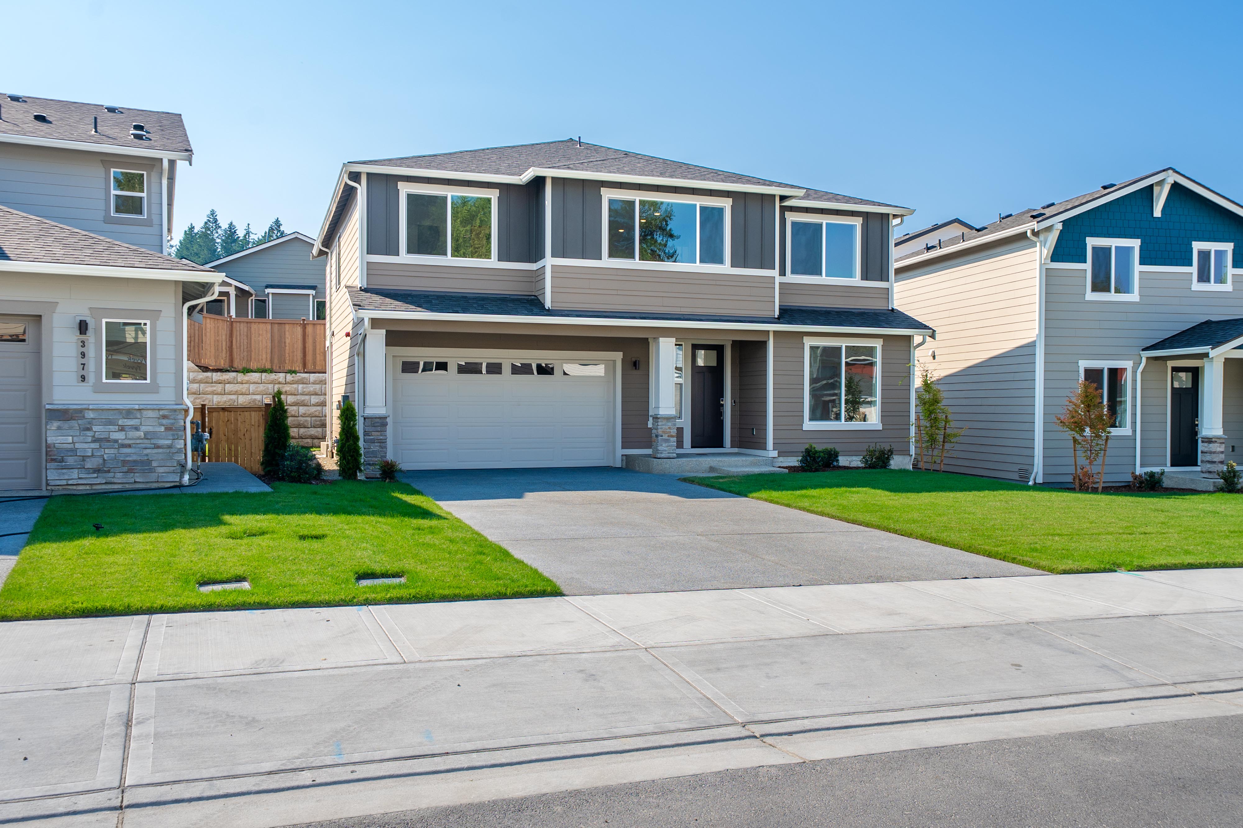 A house with a driveway.