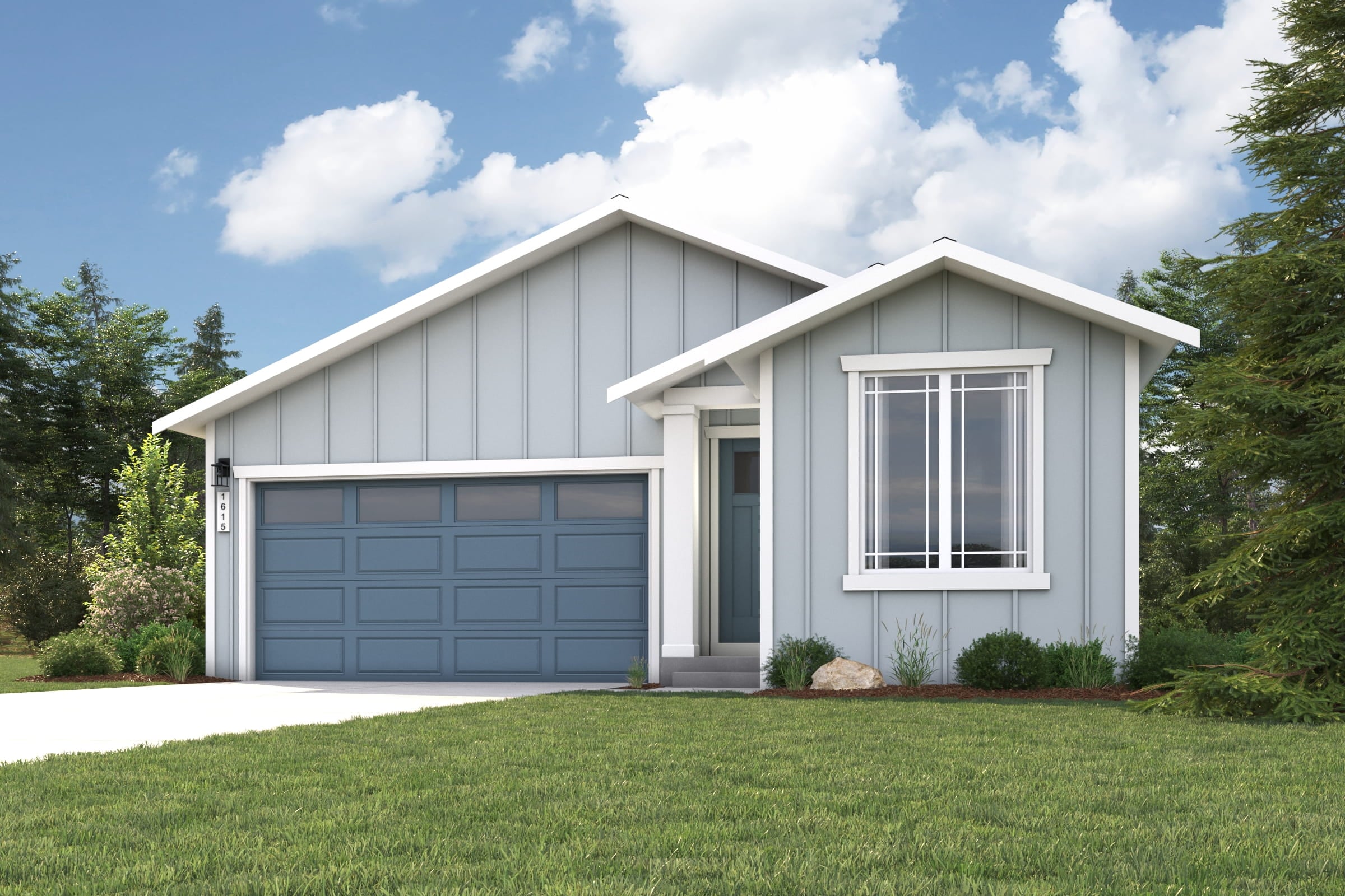 A house with a garage.