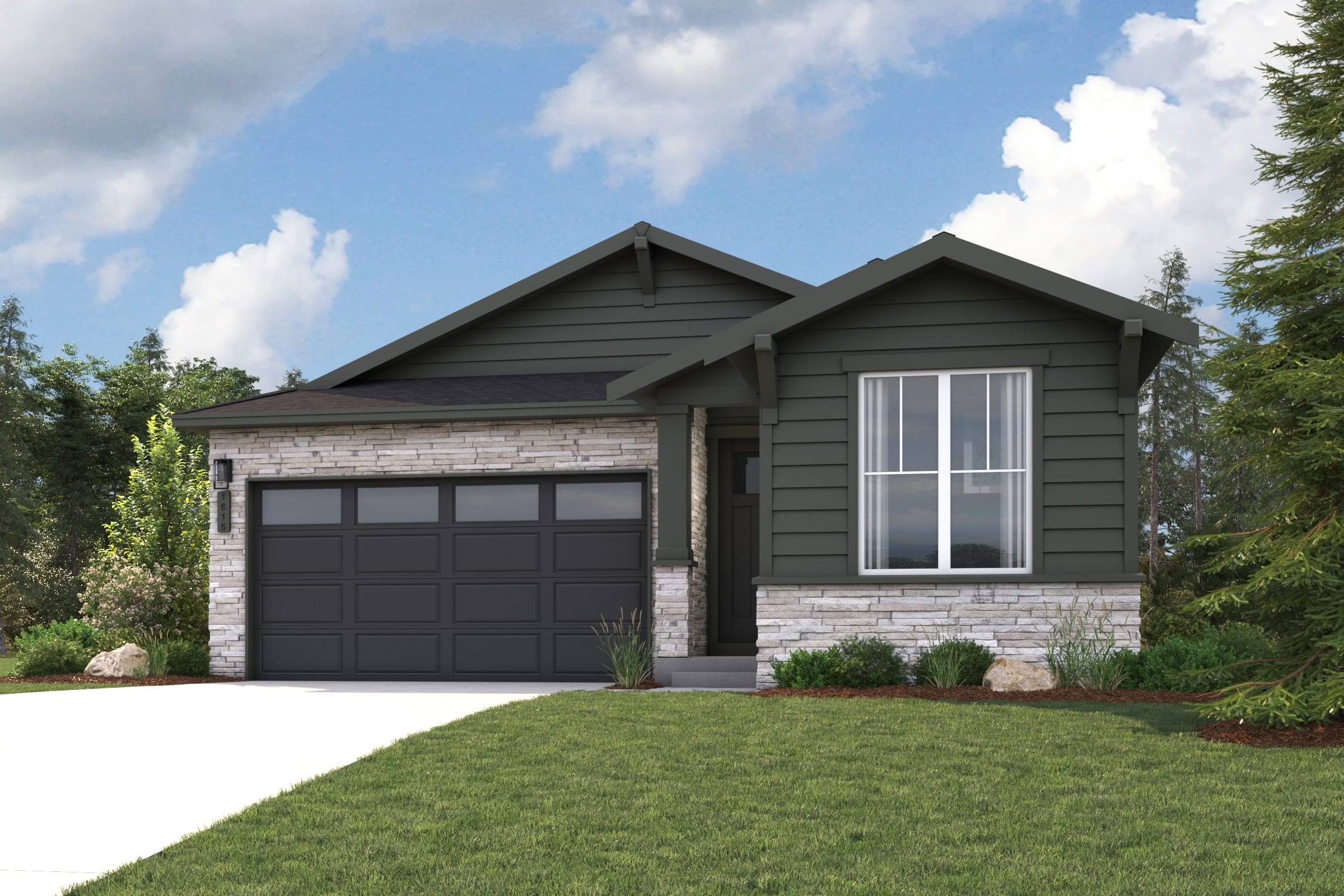 A house with a garage.