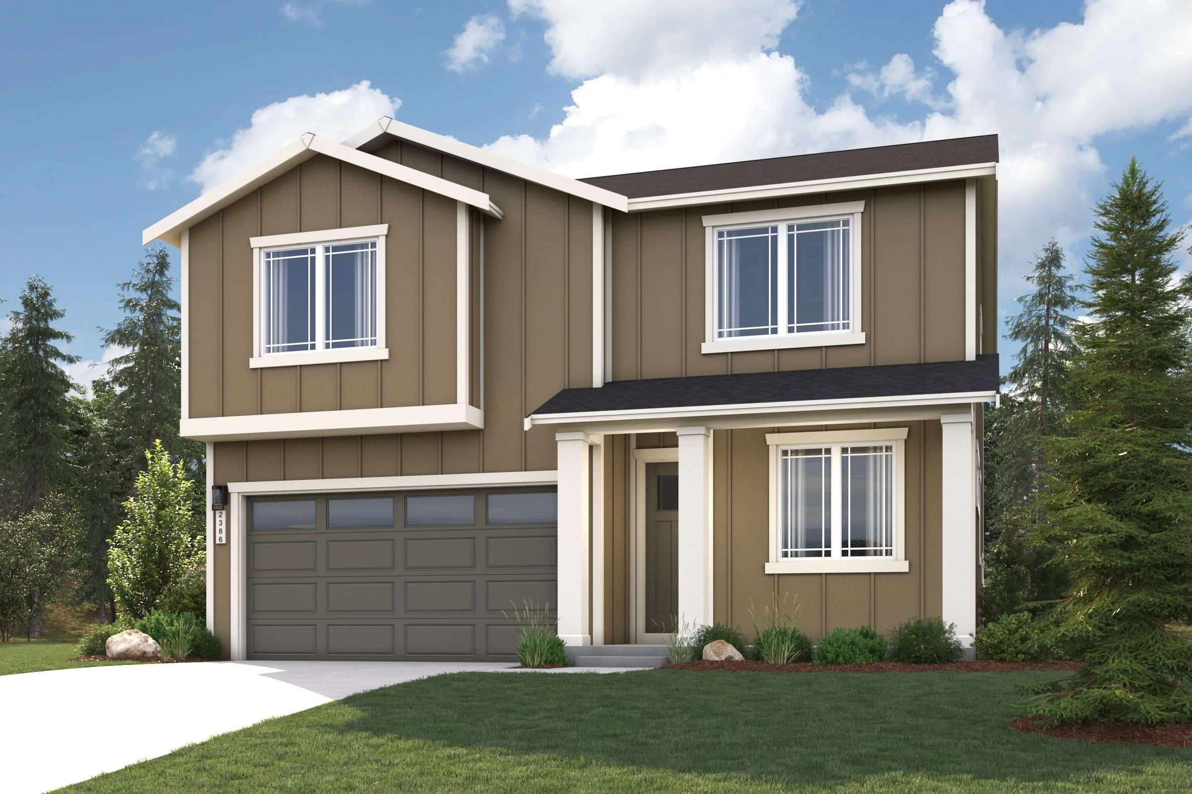 A house with a garage.