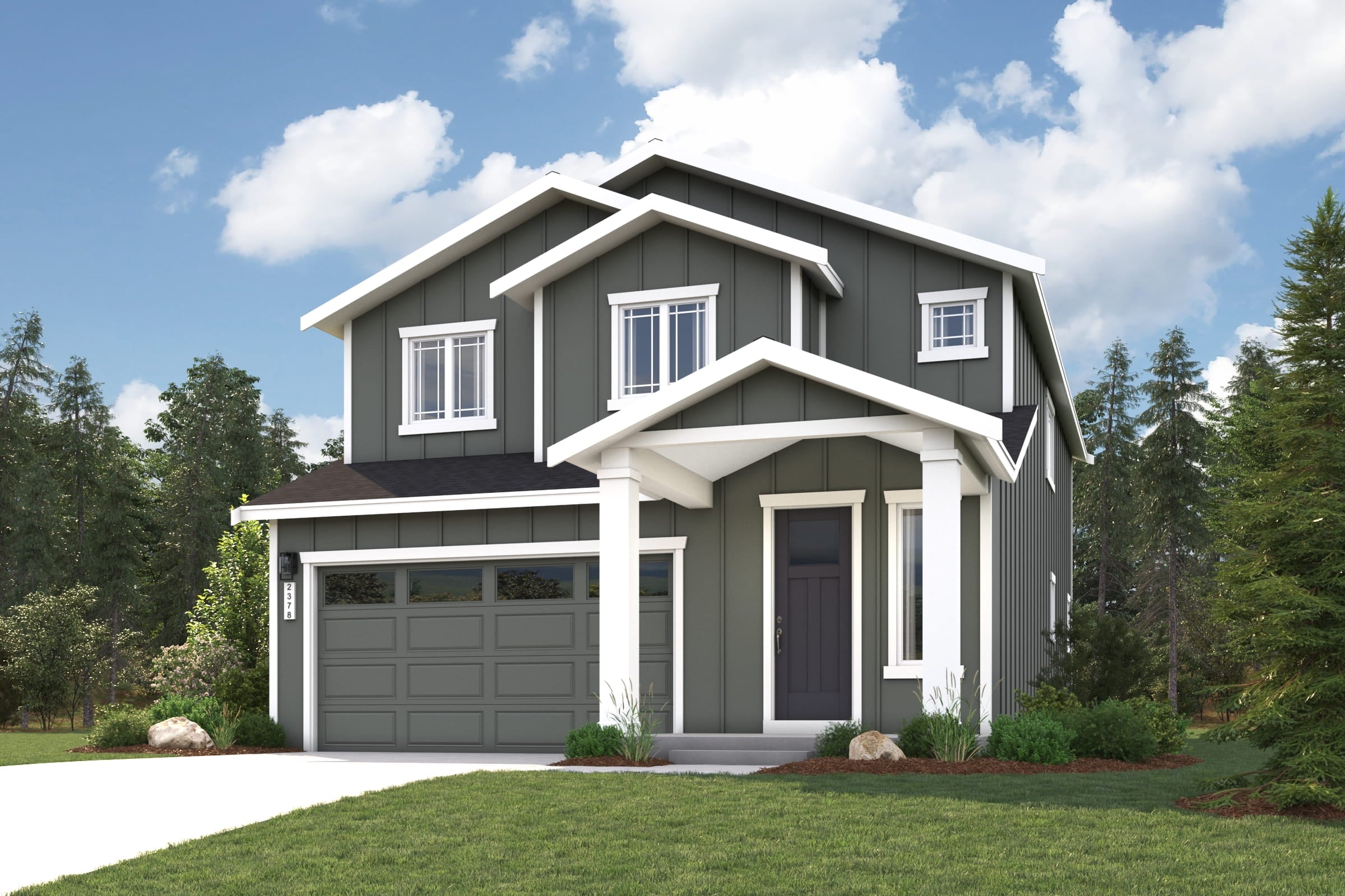 A house with a garage.