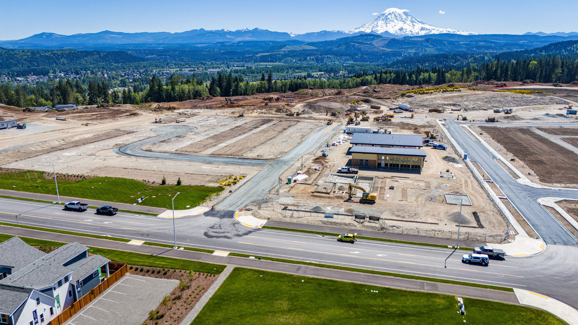 A high angle view of a road.