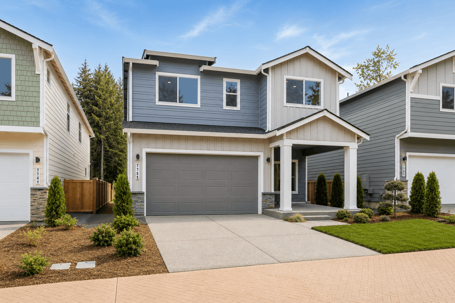 A house with a garage.