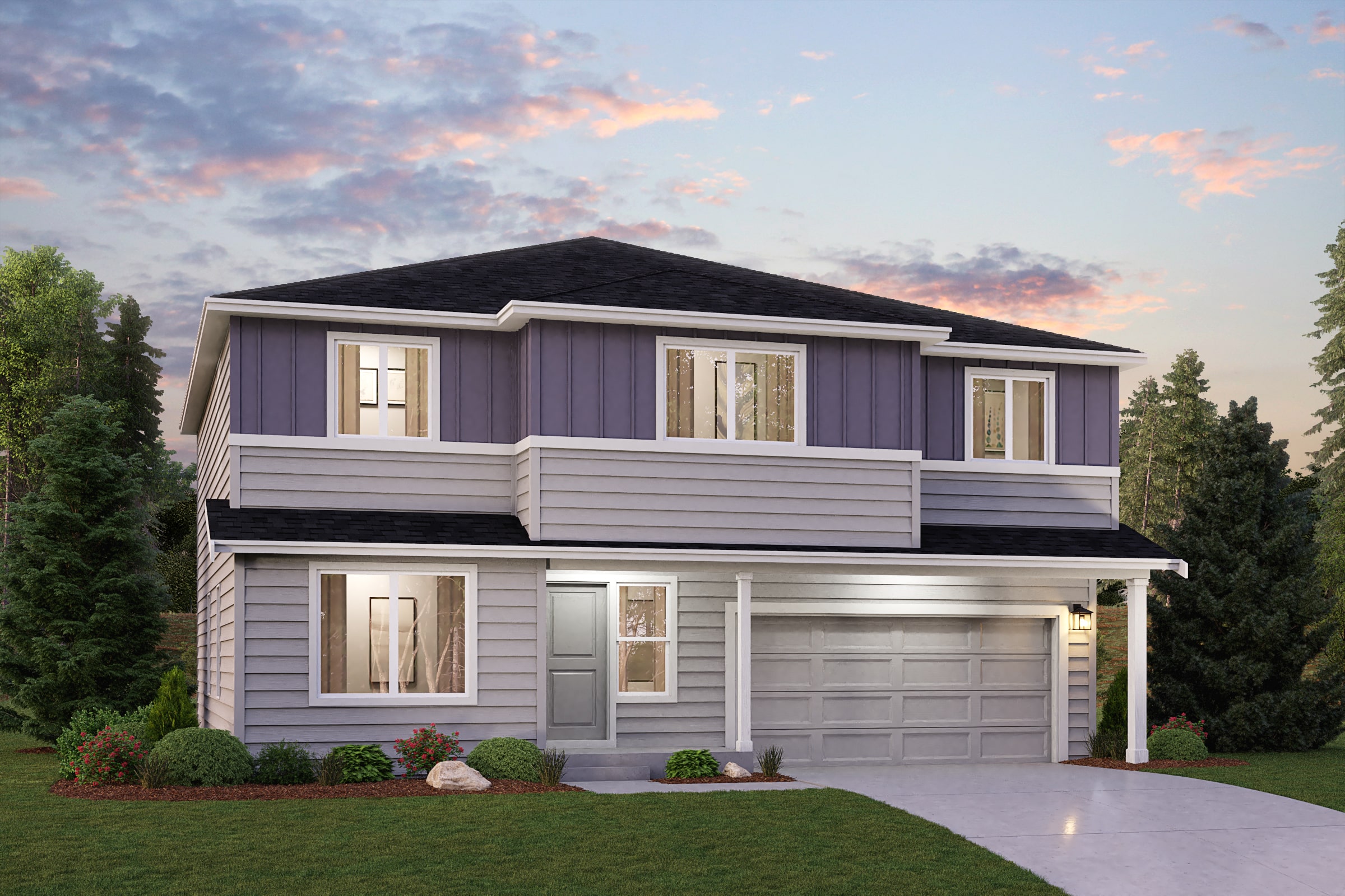 A house with a garage.