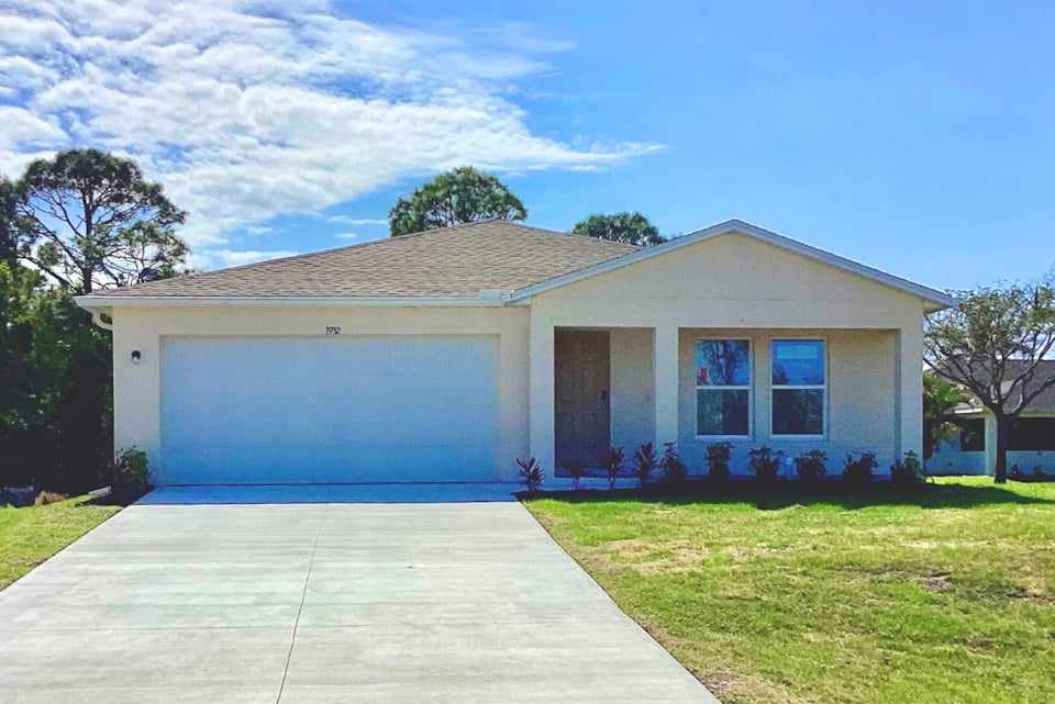 A house with a driveway.