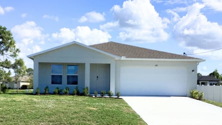 A house with a lawn.