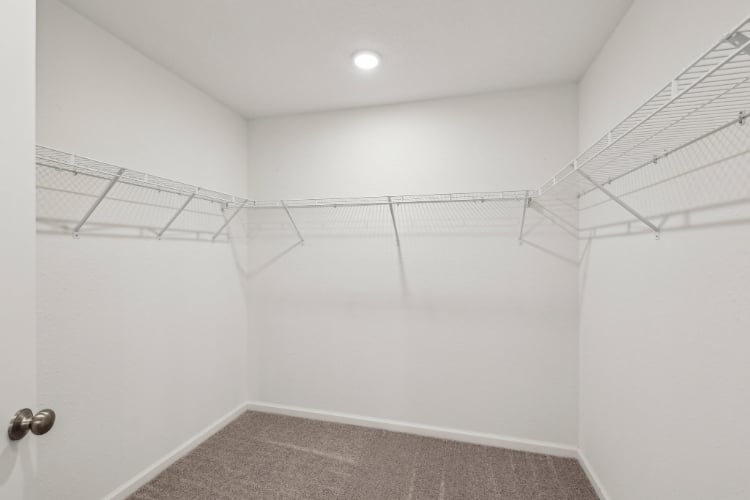 A white room with a carpet.