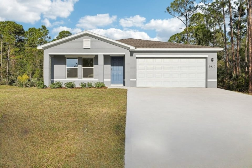 A house with a garage.