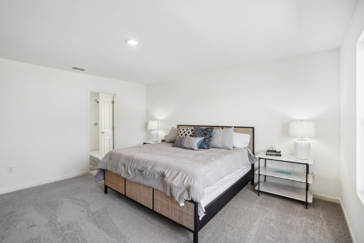 A bed in a room.