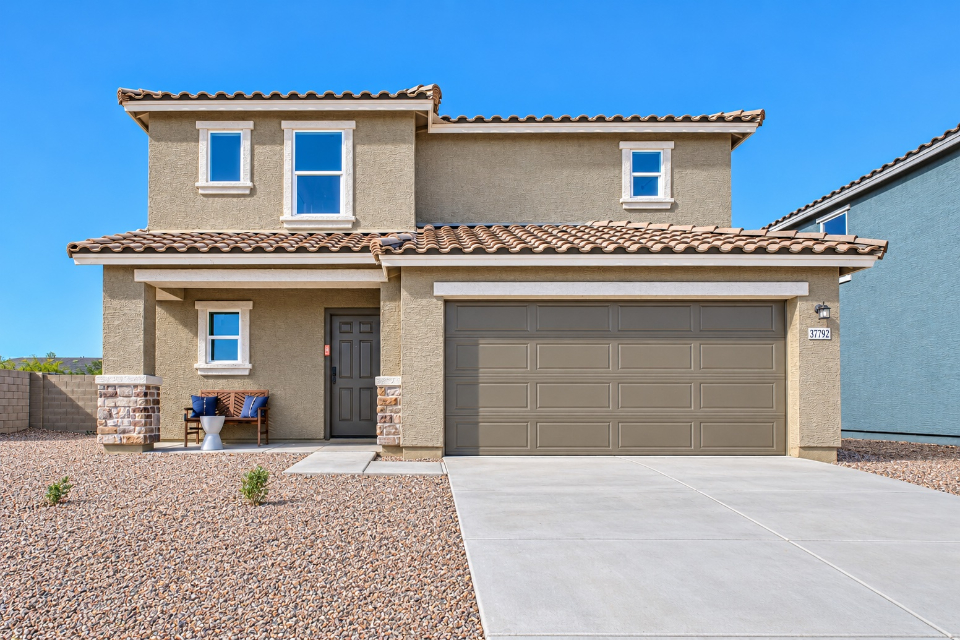 A house with a garage.