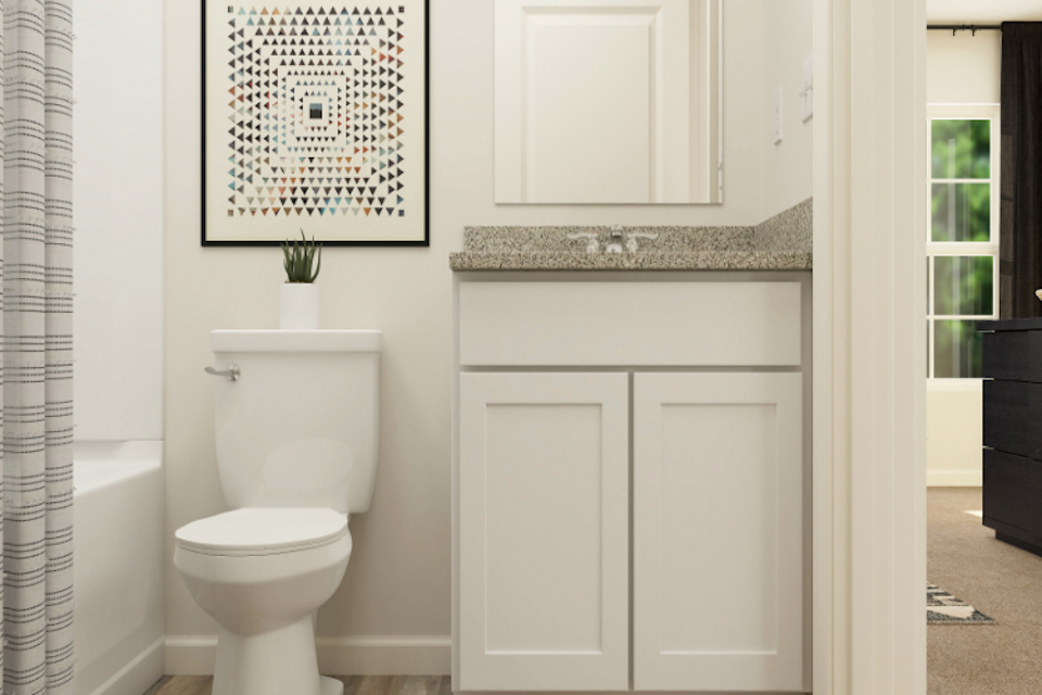 A bathroom with a toilet and a sink.