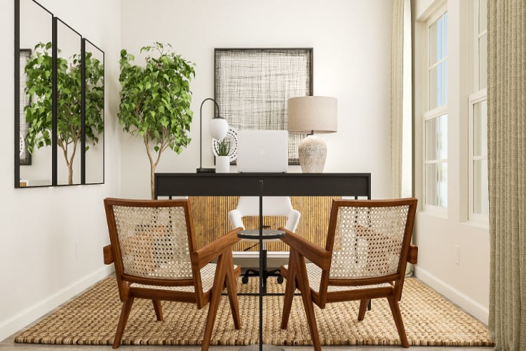 A table with chairs around it.