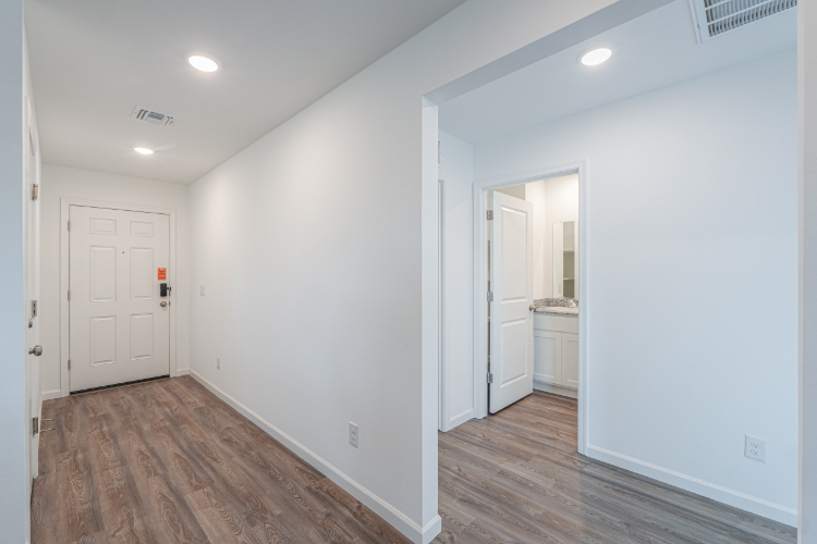 A room with white walls.