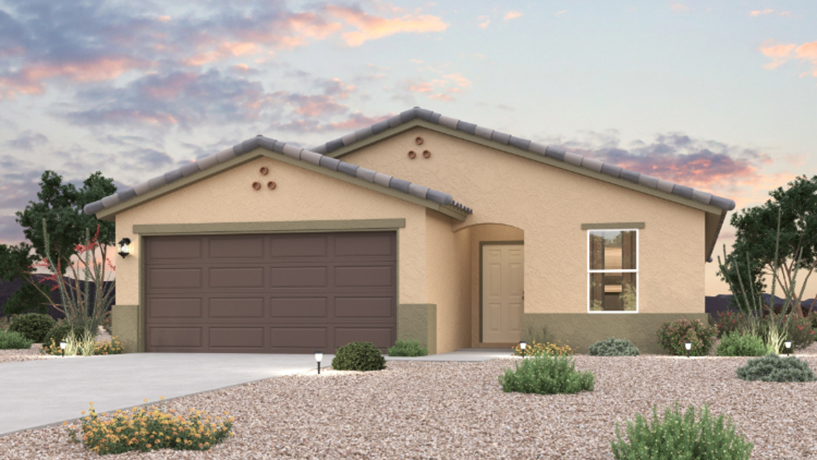 A house with a driveway.
