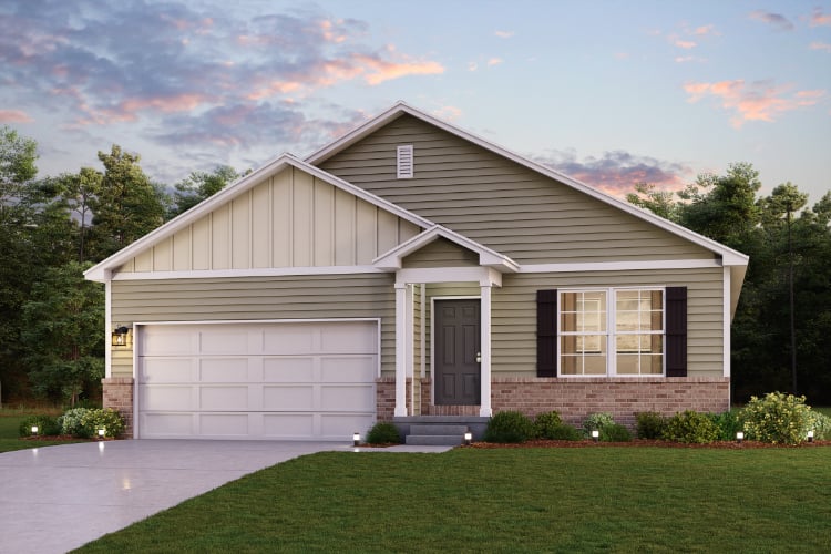 A house with a garage with American Gothic House in the background.