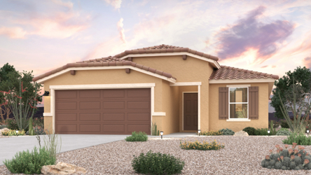 A house with a garage.