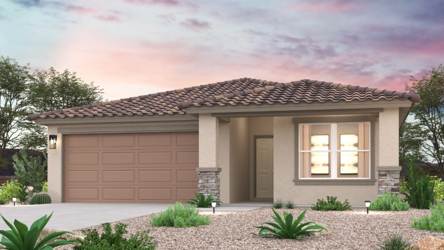 A house with a garage.