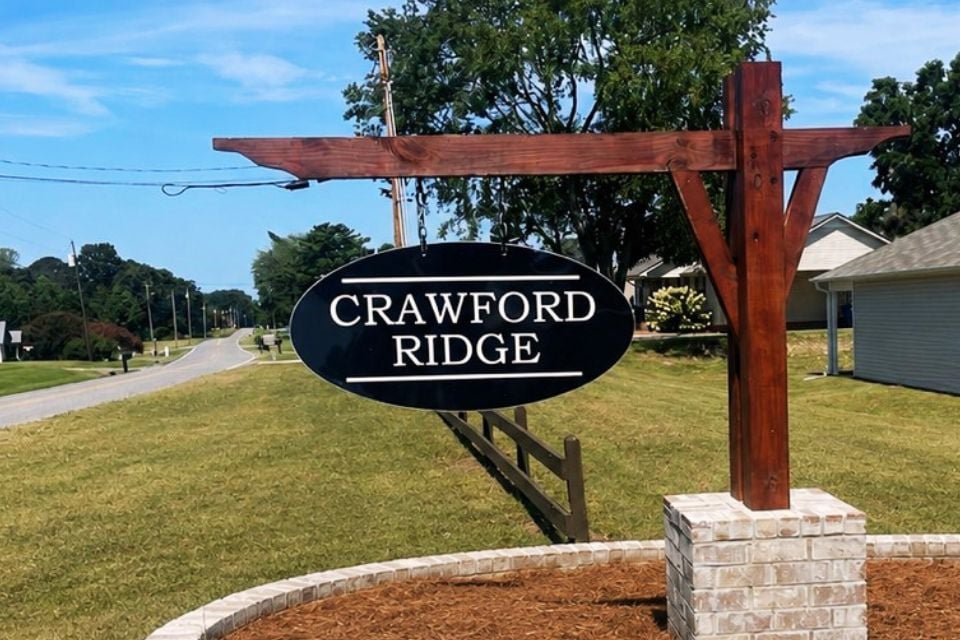 A sign on a post.