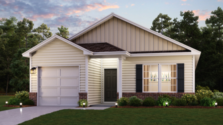 A house with a lawn in front of it.