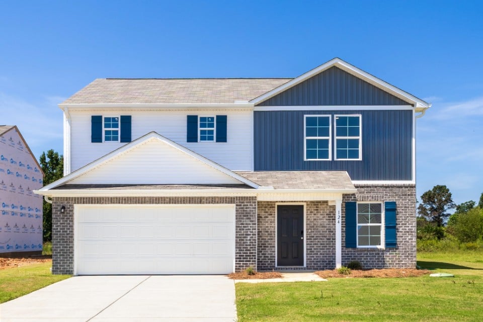 A house with a garage.
