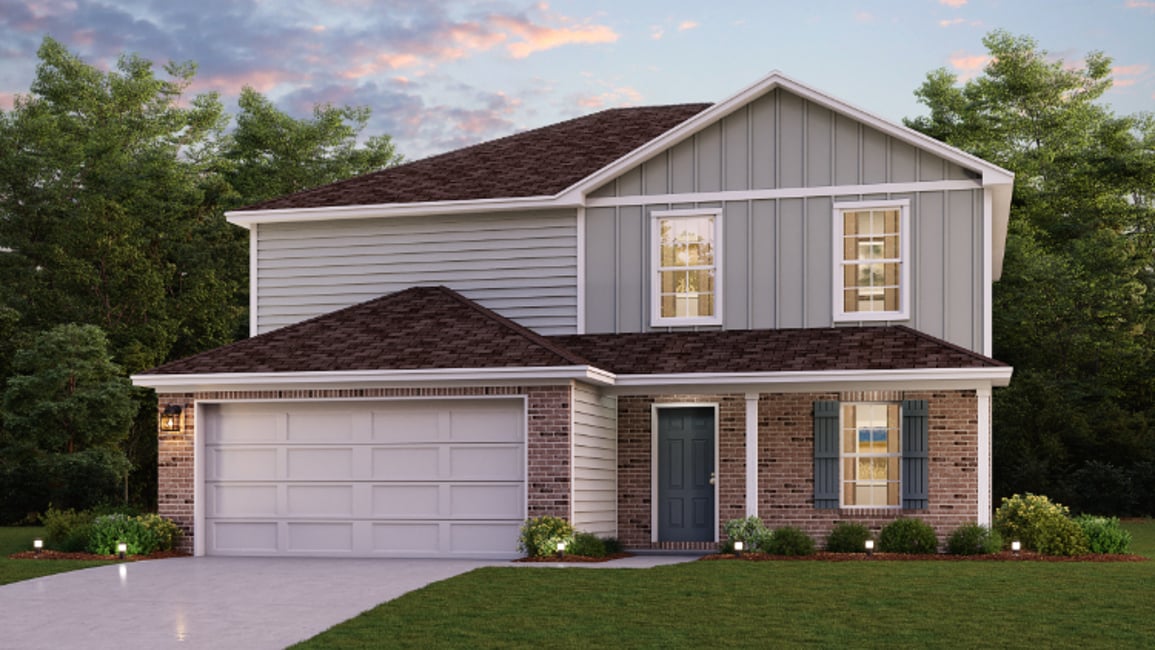 A house with a garage.