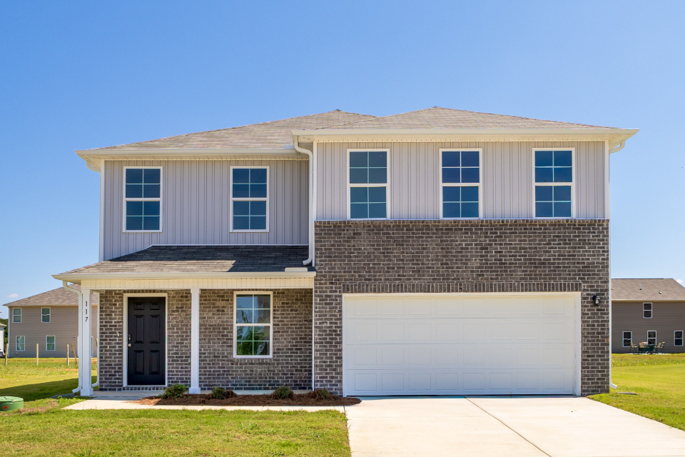 A house with a garage.