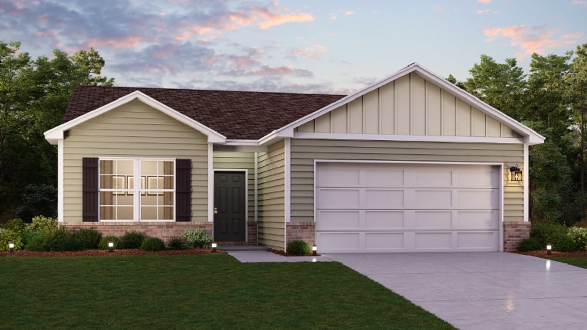 A house with a garage.