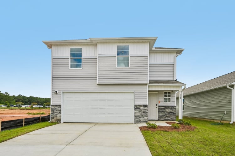A house with a garage.