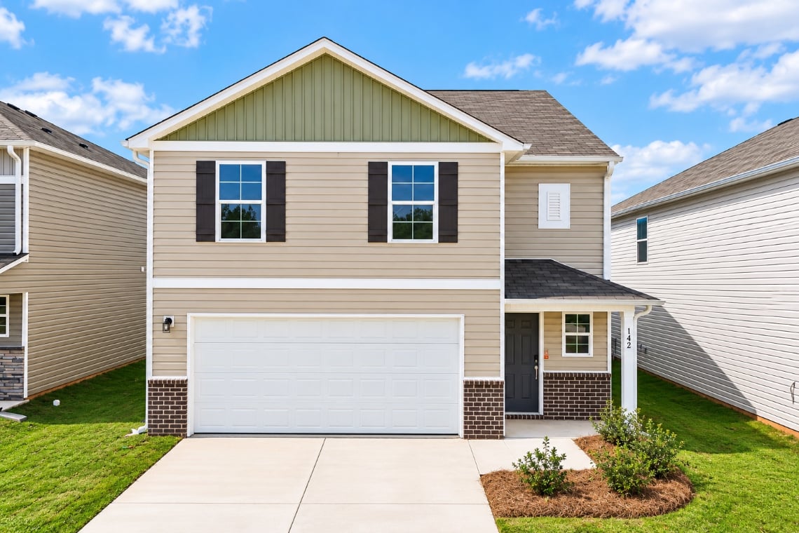 A house with a garage.