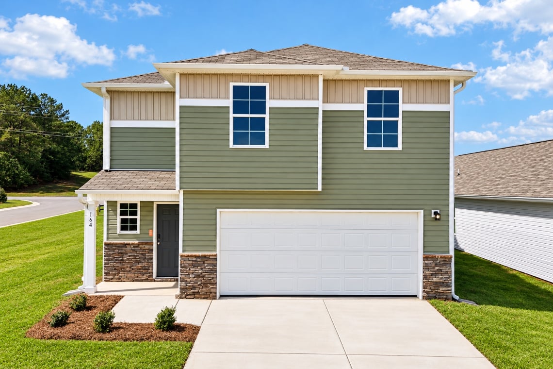 A house with a garage.
