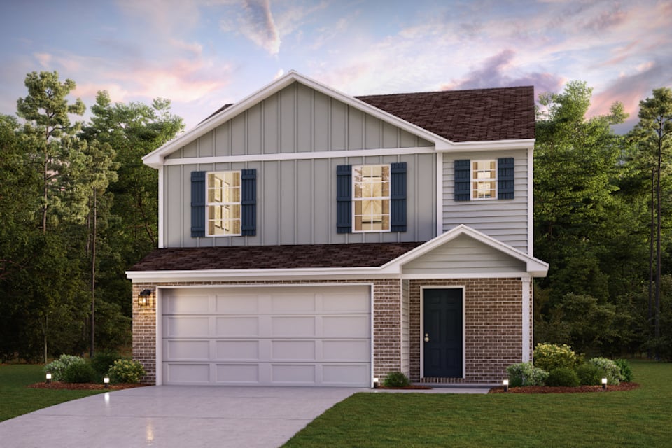 A house with a garage.