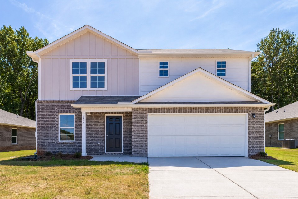 A house with a garage.