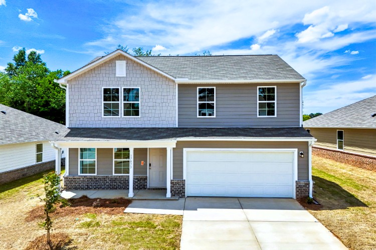 A house with a garage.
