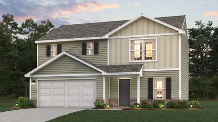 A house with a garage.