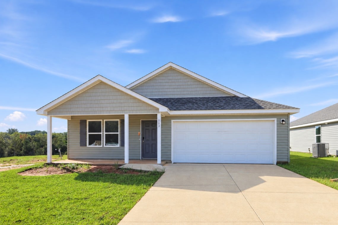 A house with a garage.