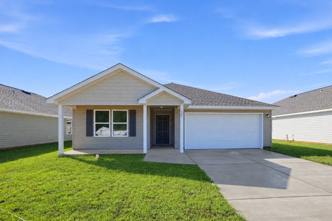 A house with a garage.