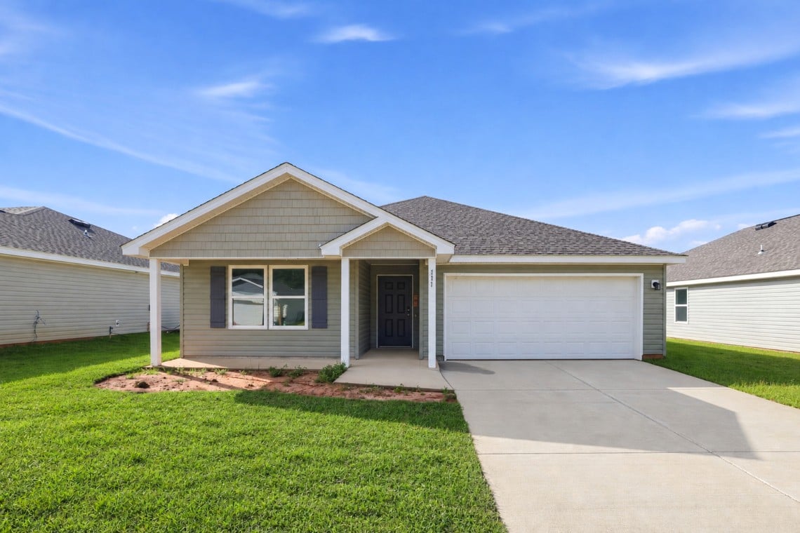 A house with a garage.