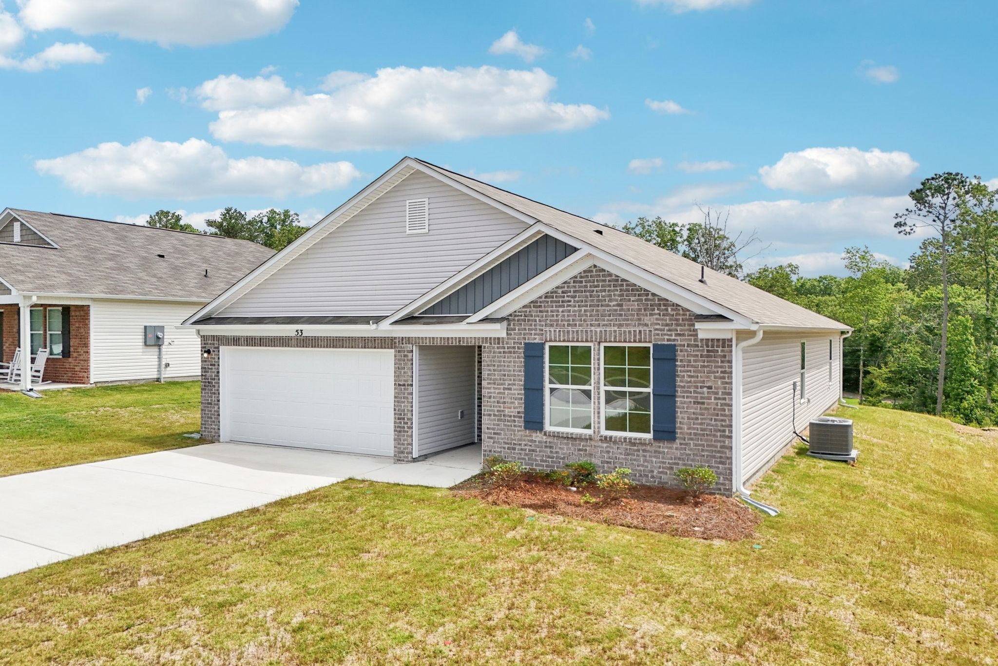 A house with a garage.