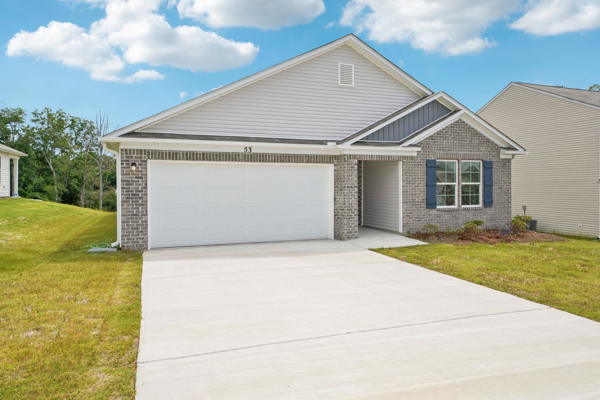 A house with a garage.