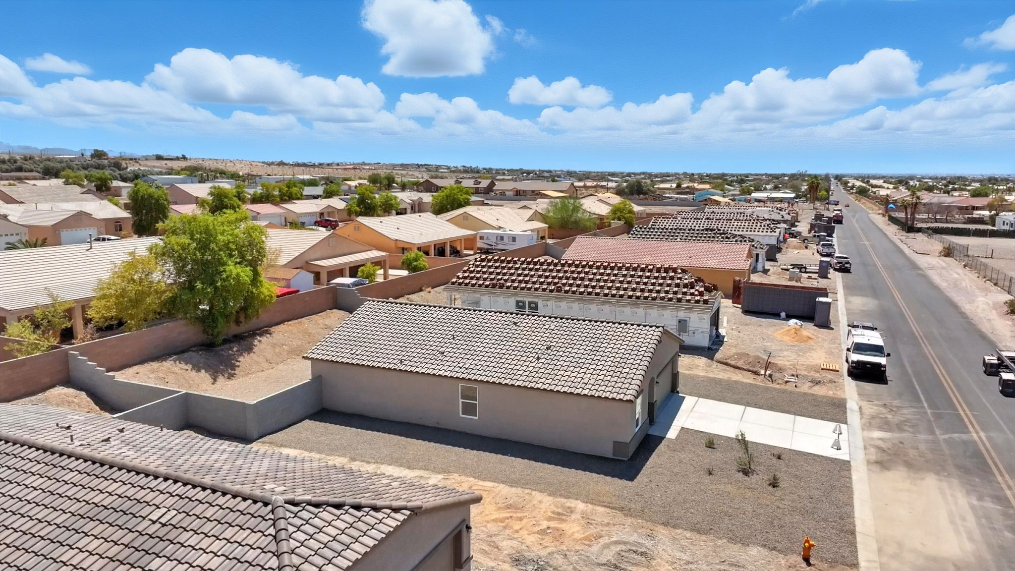 A high angle view of a town.