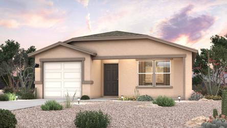 A house with a gravel driveway.