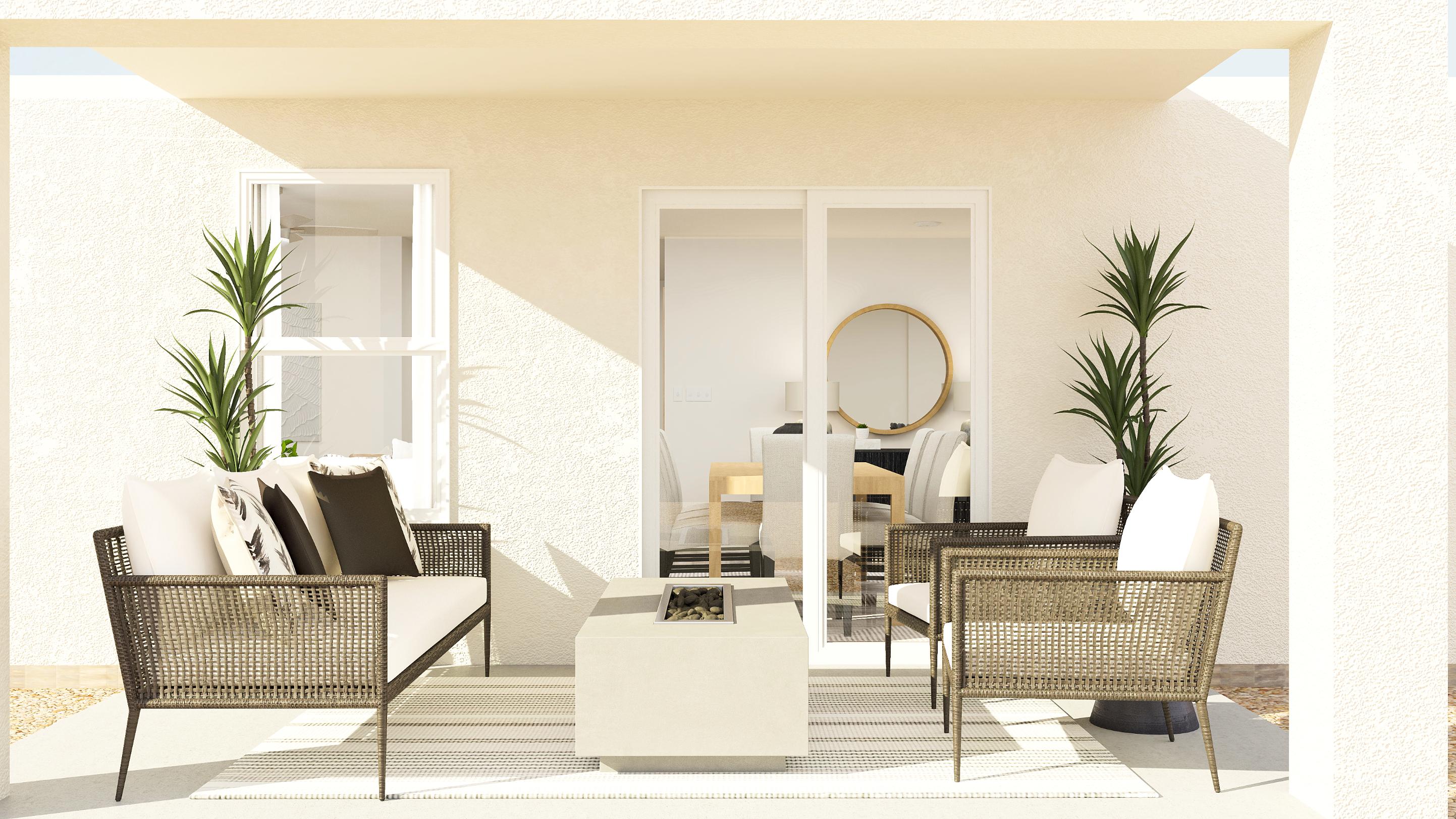 A living room with a glass door.