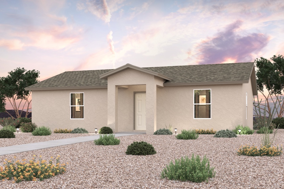 A house with a driveway.