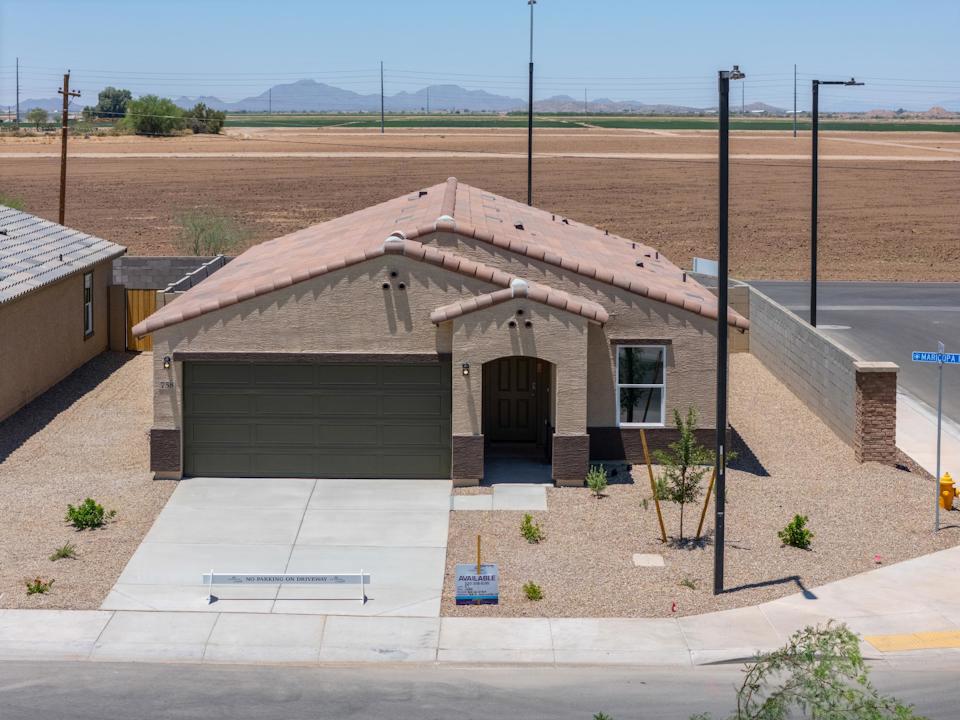 A building with a garage.