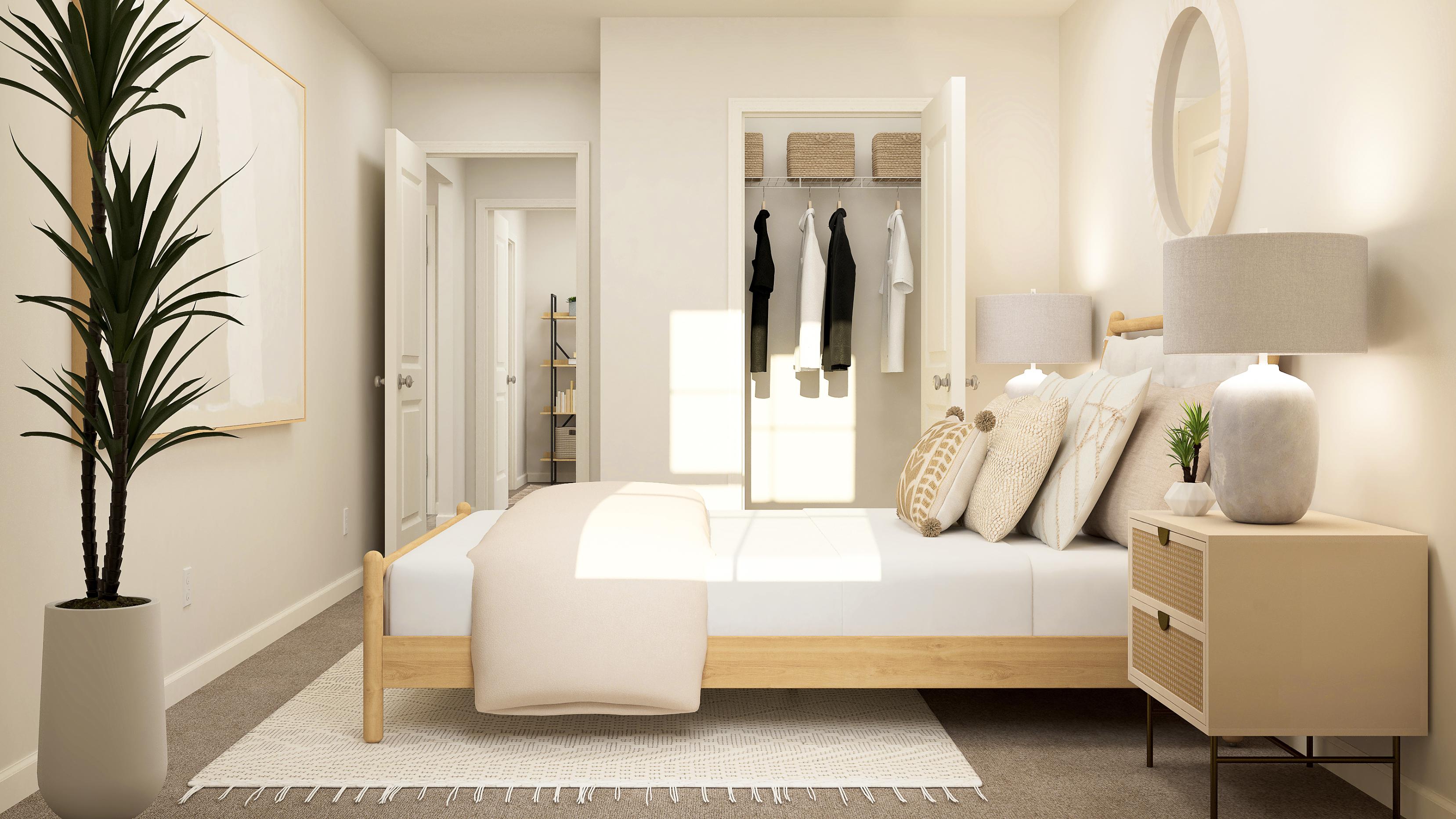 A room with a couch and a table.