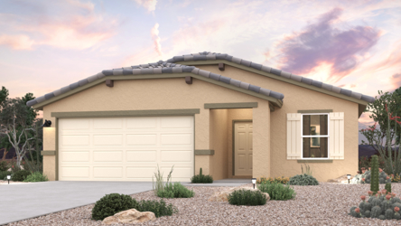A house with a gravel driveway.
