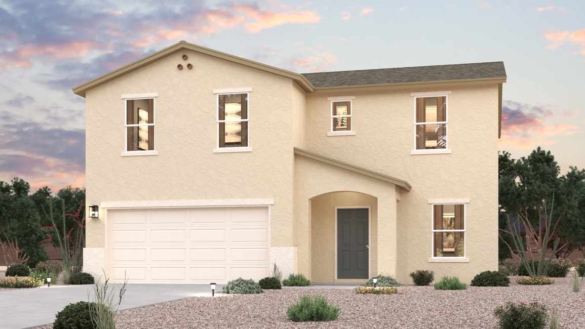 A house with a garage.