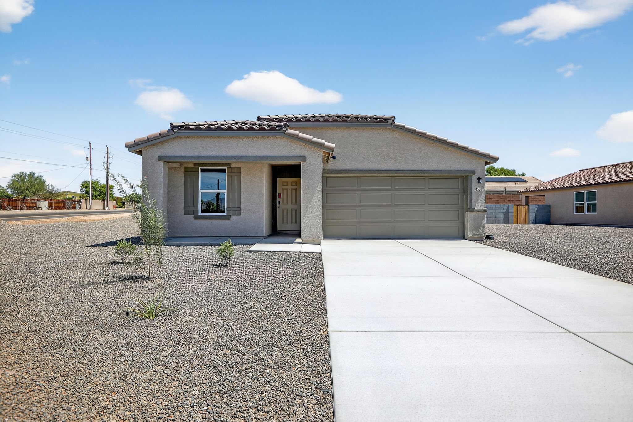 A building with a garage.